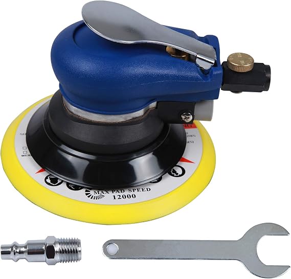 6" Air Palm Random Orbital Sander, Dual Action Pneumatic Polisher Speed Adjustable Grinding Sanding w/Pad