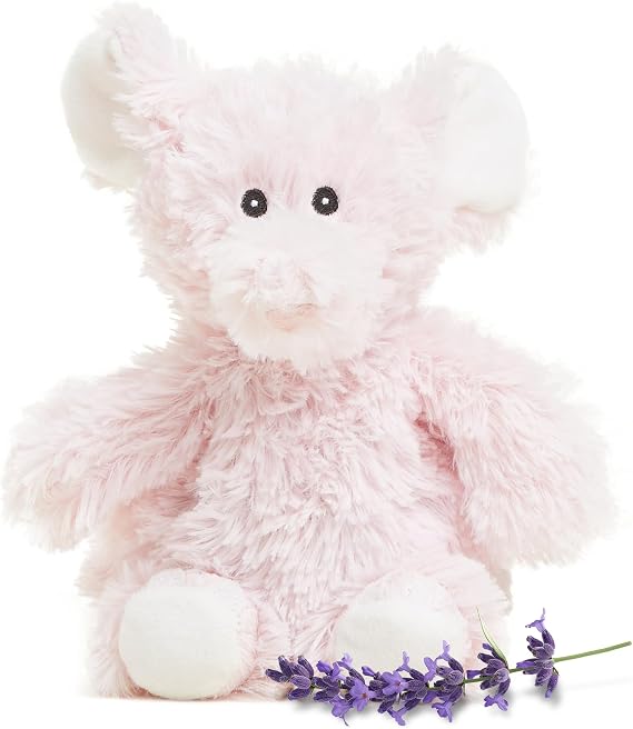 warmies Junior Microwavable Stuffed Elephant, Weighted Plush, Pink | For Adults, Warm Hug on Chilly Days, Freezer-Cool Comfort, Real Grain Weighted Feel, Weighted Stuffed Animal