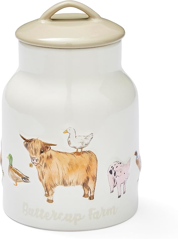 Cooksmart Buttercup Farm Ceramic Biscuit Jar with Airtight Storage Lid | British Designed, Ceramic Build, Airtight Seal, Kitchen Storage, Countertop Display, Biscuit Organisation, Easy Clean