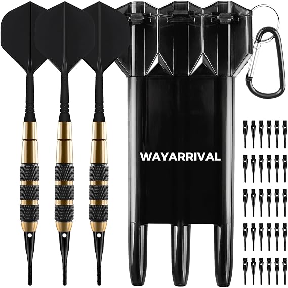 Soft Tip Darts Set 18g, 3 Pack with Brass Barrels and Case
