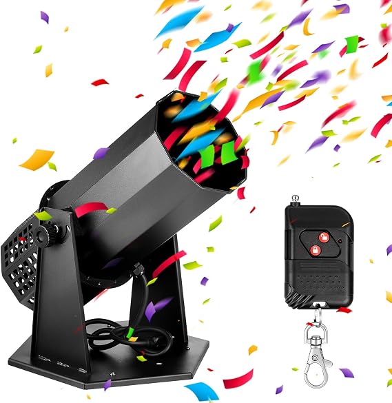Tellegloww 1500w Professional Confetti Cannon Machine, Electric Confetti Launcher Shooter with Wireless Remote & Angle Adjustment for Dj Stage Party Wedding Nightclub Event Concert Celebration