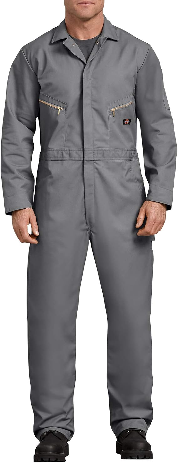Dickies Mens Deluxe Long Sleeve Coveralls 7.5 oz Twill Mechanic Jumpsuit with Zipper Front Industrial Uniform Fit