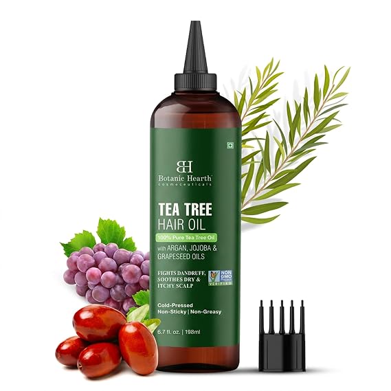 Botanic Hearth Tea Tree Scalp Oil for Hair Growth & Itchy Scalp, 6.7 Fl Oz | Helps relieve dandruff & itchy scalp. Infused with coconut oil to nourish dry hair and support stronger-looking hair