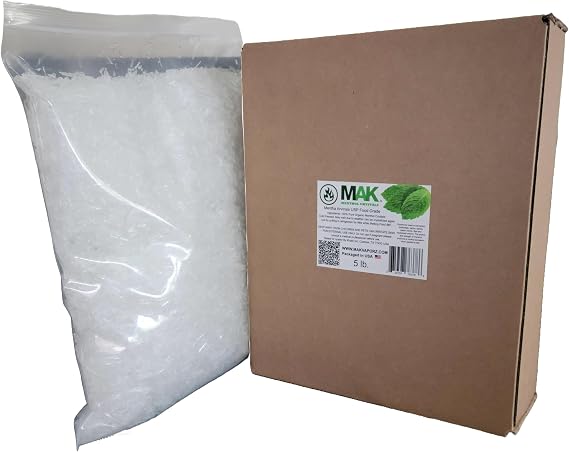 Mak Menthol Crystals 5 LB - Pure Organic 100% Natural - Menthol Crystals from Mint Crystal Mints Mentha Arvensis -  in Resealable ziplock Bag for Long-Lasting Freshness
