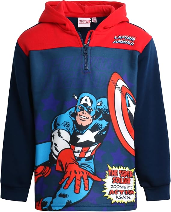 Marvel Toddler Boys Hoodie Quarter Zip Fleece Graphic Pullover Sweatshirt