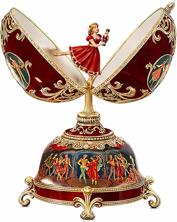 The Bradford Exchange Nutcracker Ballet Musical Egg, Faberge-Style, Heirloom Porcelain with Gold Accents