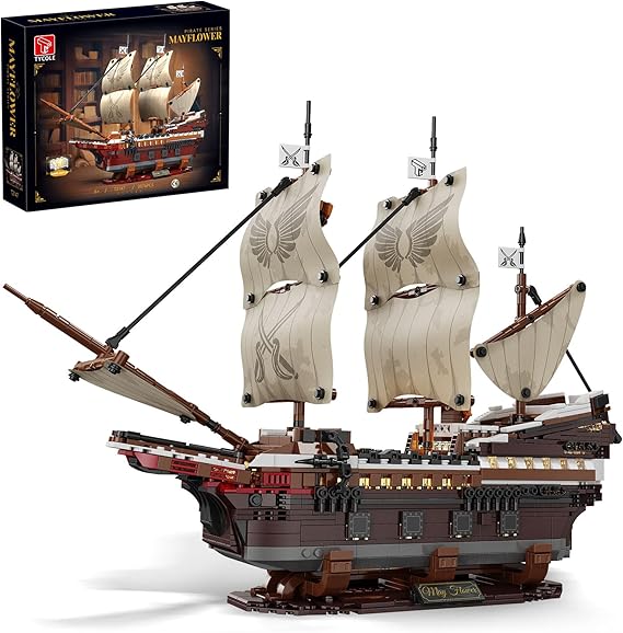 TYCOLE Mayflower Pirate Ship Building Blocks Set 4 LEDs 2076 Pieces