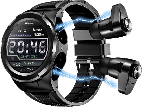Smart Watch with Earbuds, 2 in 1 Bluetooth Smart Watch for Android iPhone, Fitness Tracker with Heart Rate Sleep Monitor, Long Time Standby Sports Smartwatch
