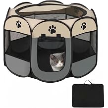 Foldable Pet Playpen 73x73x43cm with Carry Bag – Portable Indoor & Outdoor Dog, Cat, Rabbit & Small Pet Pen – Breathable Mesh Cage Tent for Puppies, Kittens, Hamsters & Guinea Pigs