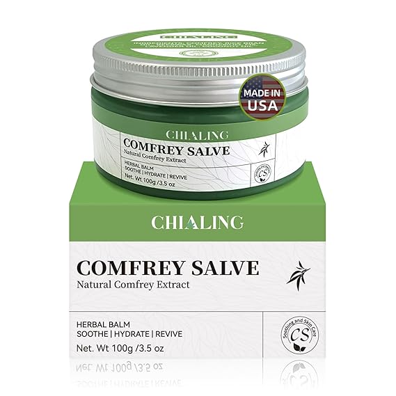 Handmade Organics Comfrey Salve 3.5oz Natural Herbal Balm for Bones, Muscles, Joints, Knees & Skin - Made In USA - Handcrafted with Slow-Infused Herbs & Mineral-Rich Ingredients for Daily Skin