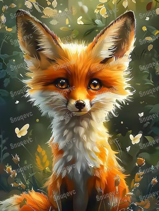 Cute Fox Poster - Canvas Painting, Modern Painting Trend Artwork, Wall Art for Interior Decor Living Room Bathroom Decor, Birthday Gifts (8X12Inch, Unframed)