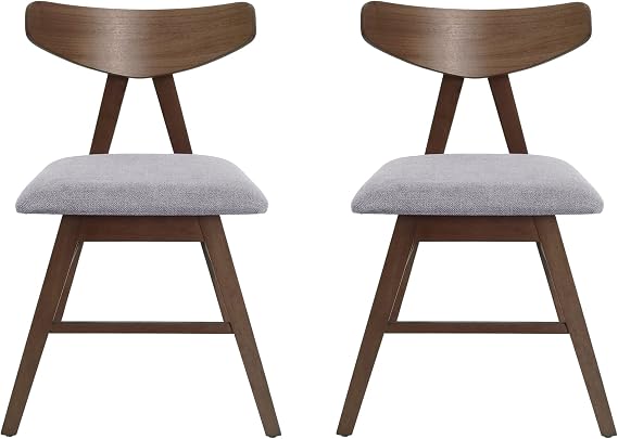 Christopher Knight Home Stocker Upholstered Dining Chairs - Dark Gray/Walnut (Set of 2)