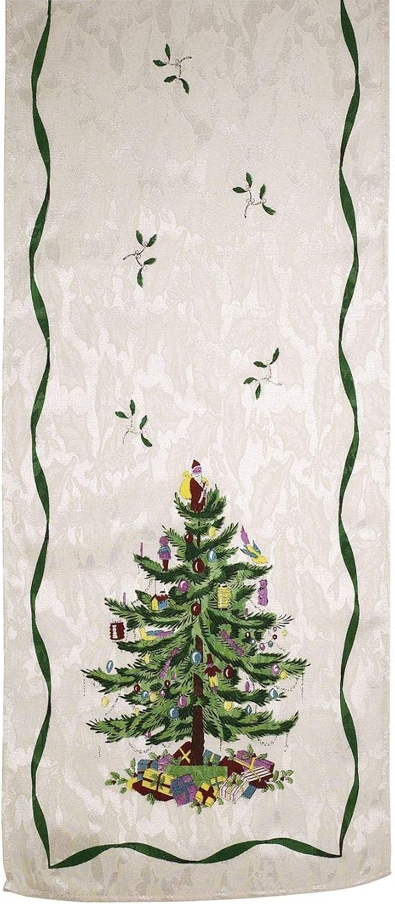 Spode - Fabric Table Runner, Kitchen Table Accessories, Holiday Home Decor (Spode Christmas Tree Collection, 14" x 90")