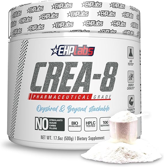EHP Labs CREA-8 Creatine Monohydrate Powder, Unflavored, 100 Servings