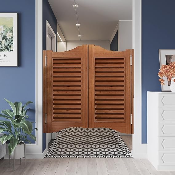 Swing Door Wooden Interior Cafe Salon Door Swing, Retro Heavy Duty Hallway Half Waist Kitchen Door Hinged, Entrance Auto Close Western Door Size : W70xH90cm27 1/2"x35 7/16"