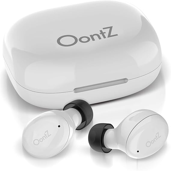 BudZ Bluetooth Headphones - IPX5 Sweatproof 5.0 Bluetooth True Wireless Earbuds with 12Hr Total Playtime from Compact Charging Case by OontZ (White)