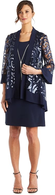 R&M Richards Women's Radiant in Lace Dress Set
