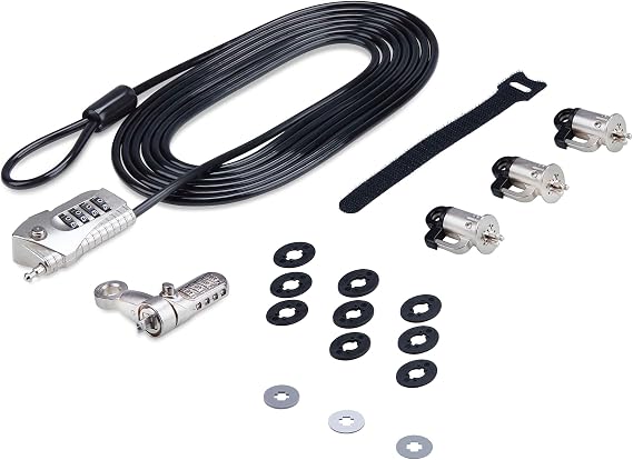 StarTech Laptop/Desktop & Peripheral Lock Kit, 10ft (3m) Steel Cable, TAA