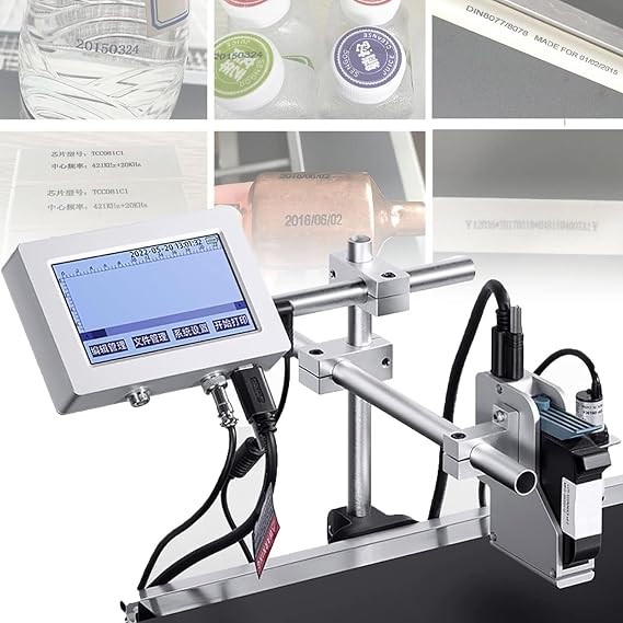 Automatic Coding Machine, Expiry Date Printer, Online Inkjet Printer, Thermal Inkjet Printer, Date Coding Machine with Touch Screen,25.4mm