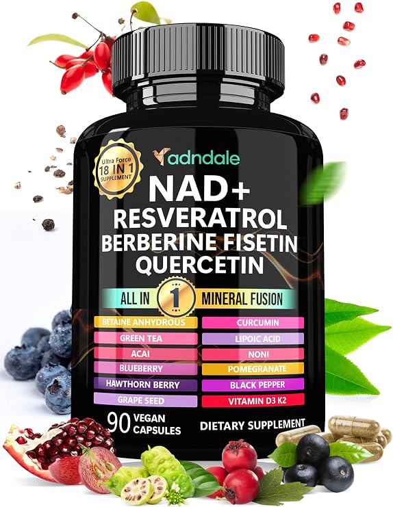 Adndale Liposomal NAD Supplement. Longevity Formula NMN Supplement Alternative. 90CT Advanced NAD+ Resveratrol