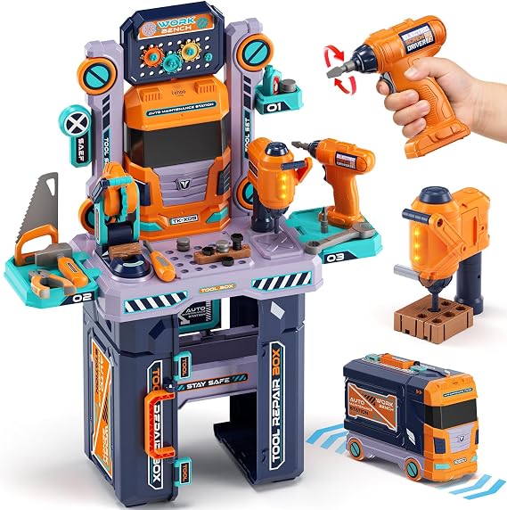 Lehoo Castle Kids Tool Bench with Electric Drill, Ages 3+