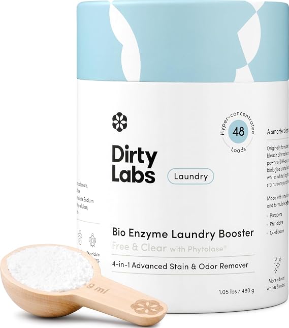 Dirty Labs | Bio Enzyme Laundry Booster | Scent Free | 48 Loads (1 lb)