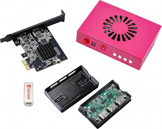 D DICHEN DMA Bundle - FPGA 75T DMA Card (Gaming Firmware), 2K 144Hz HDMI DMA Fuser, MAKCM V2 ESP32 Dev Board (Mouse Sim. Func.) - w/USB Drive of Newbie Tutorials