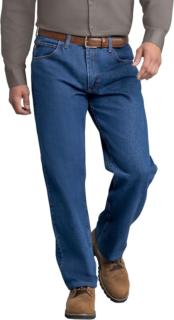 Red Kap Men's Relaxed Fit Jean - Heavy Duty Jeans with Comfortable Denim, 5 Pocket Styling, Tapered Fit for Work Boots