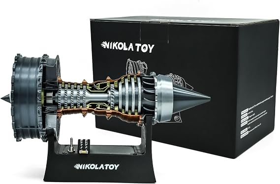 NikolaToy TR900 Turbofan Engine Model Kit 1:20 Scale Turbojet Aircraft Engine 3D Printed Mechanical Science Education Toy Aviation Enthusiast Gift Deluxe Version (Finished)