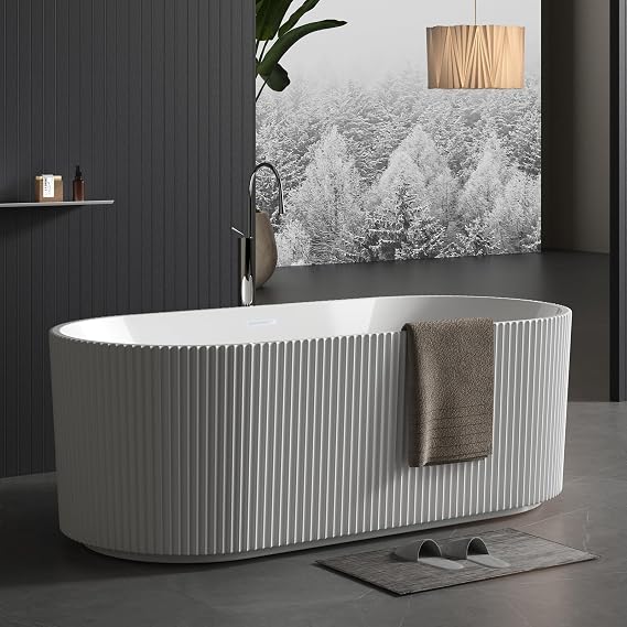 59 Inch Acrylic Freestanding Soaking Bathtub White