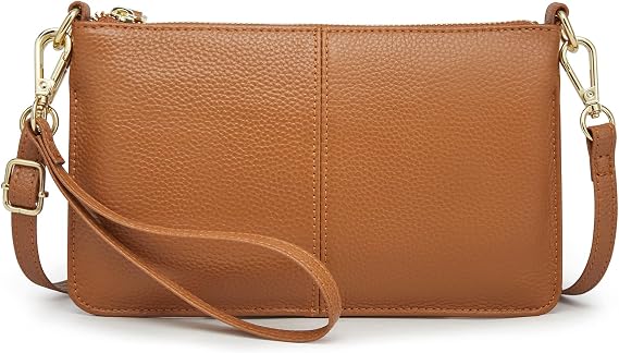 Kattee Leather Small Crossbody Shoulder Bags Purse for Women Trendy, Designer Handbag Pouch Clutch with Wristlet