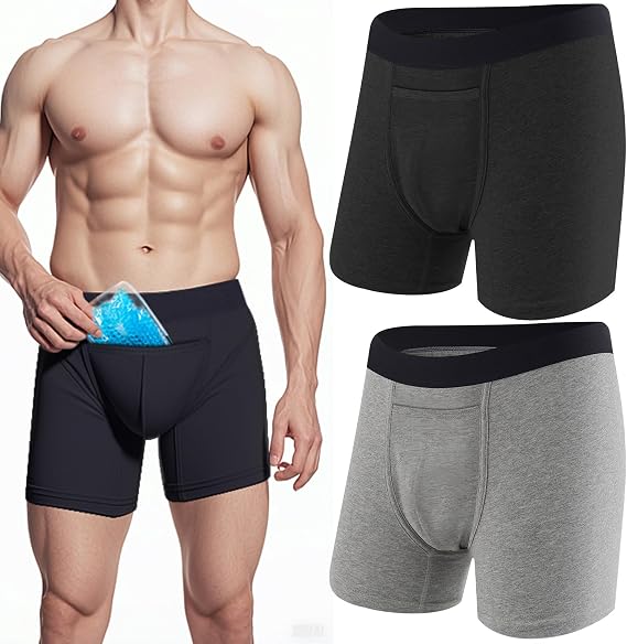 Janmercy 2 Pcs Vasectomy Underwear Men Briefs with Pocket for Testicular Support & Pain Relief(Ice Pack Not Included)