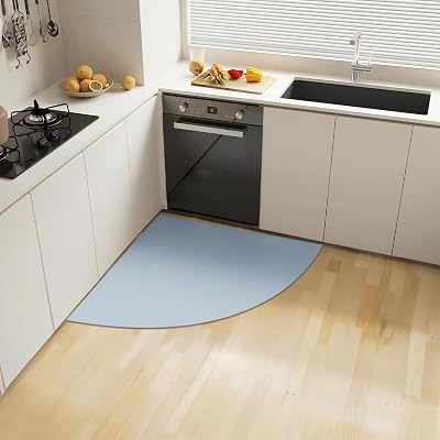 Eanpet Triangle Kitchen Mat for Floor Quick Dry Kitchen Corner Rugs Nonslip Washable Solid Floor Mats Water Absorbent Area Rug Comfort Standing Mat Carpet for Door Mat,Sink,Laundry Room,Blue,31.5 Inch