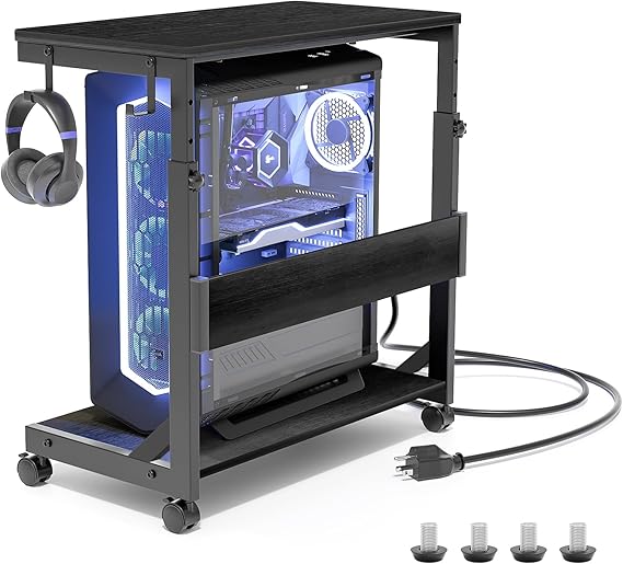 Computer Tower Stand, Height Adjustable from 59 to 84.5cm