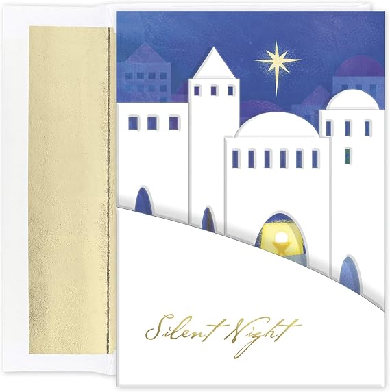 Masterpiece Studios Holiday Classic Collection 16-Count Boxed Religious Christmas Cards With Foil-Lined Envelopes, 7.8" x 5.6", Bethlehem Star (936000)