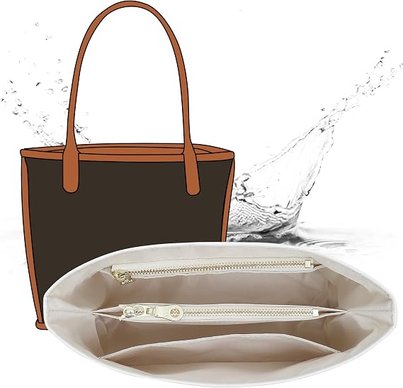 Doxo Purse Organizer Insert Compatible with G oyard Bag Organizer for Mini Anjou Bag,Upgraded Lightweight Dupontpaper Handbag Divider Shaper with YKK Zipper (White)