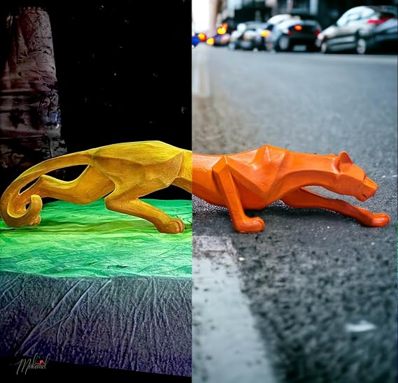 Mukemel Lightning panther status, handmade, absorbs light and shines in the dark - original designs
