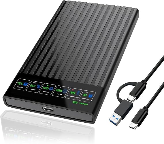 HWAYO 2.5'' 1TB Portable External Hard Drive with LCD Display HD Screen USB3.1/3.2 Type C HDD Storage for PC, Desktop, Laptop, Mac OS, Xbox One, PS4, PS5 (1TB)