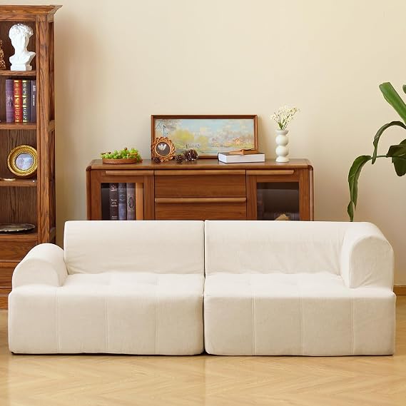 N&V Foam Sofa, Made with All Foam, Great for Livingroon and Bedroom (Beige)