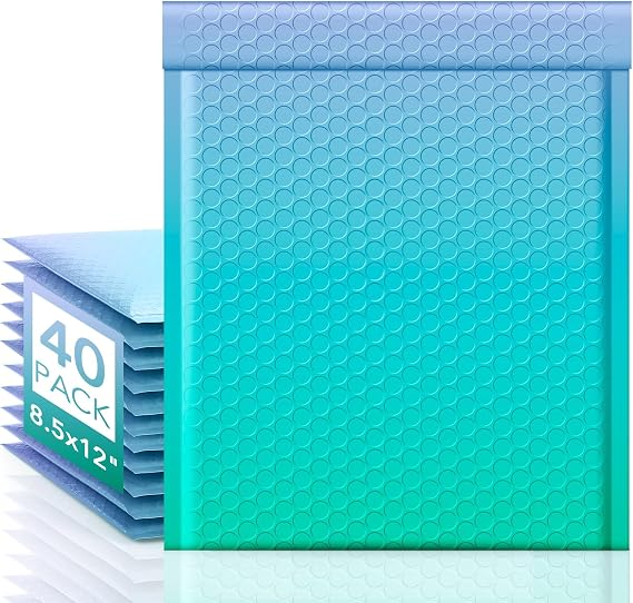 Fuxury Bubble Mailers 8.5x12" 40 Pack Padded Envelopes Usable Size 8.5x11" | Thick Mailing Envelopes Bubble Opaque Padded Mailers Shipping Bags for Mailing Jewelry Makeup Small Business Fairyland Green