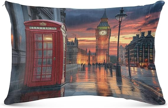 Phone Booth Red Pillowcase for Hair and Skin Body Plush Pillow Case Queen Size 20"X 30" Bed Pillowcases with Zipper for Sleeping