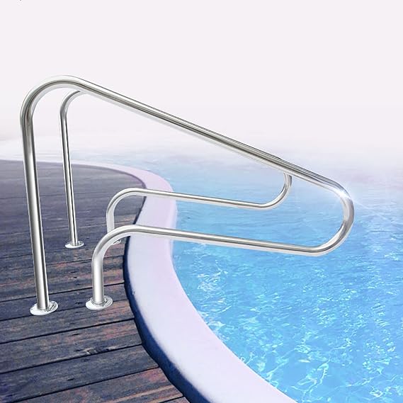 Pool Handrail,2PCS Swimming Pool Hand Rail Ladder Step Handrail Stainless Steel Perfect Handle Swimming Pool Stair Rail for Swimming Pools Pontoons Docks and More
