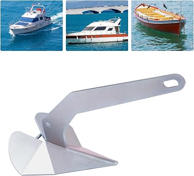 Galvanized Steel Boat Anchor, 21Lbs Delta Anchor Wing Style Anchor Heavy Duty Triangular Anchor Marine Anchors for Boats Small Yacht Boat Anchor Galvanized Steel Triangle Plow Anchor 21Lbs