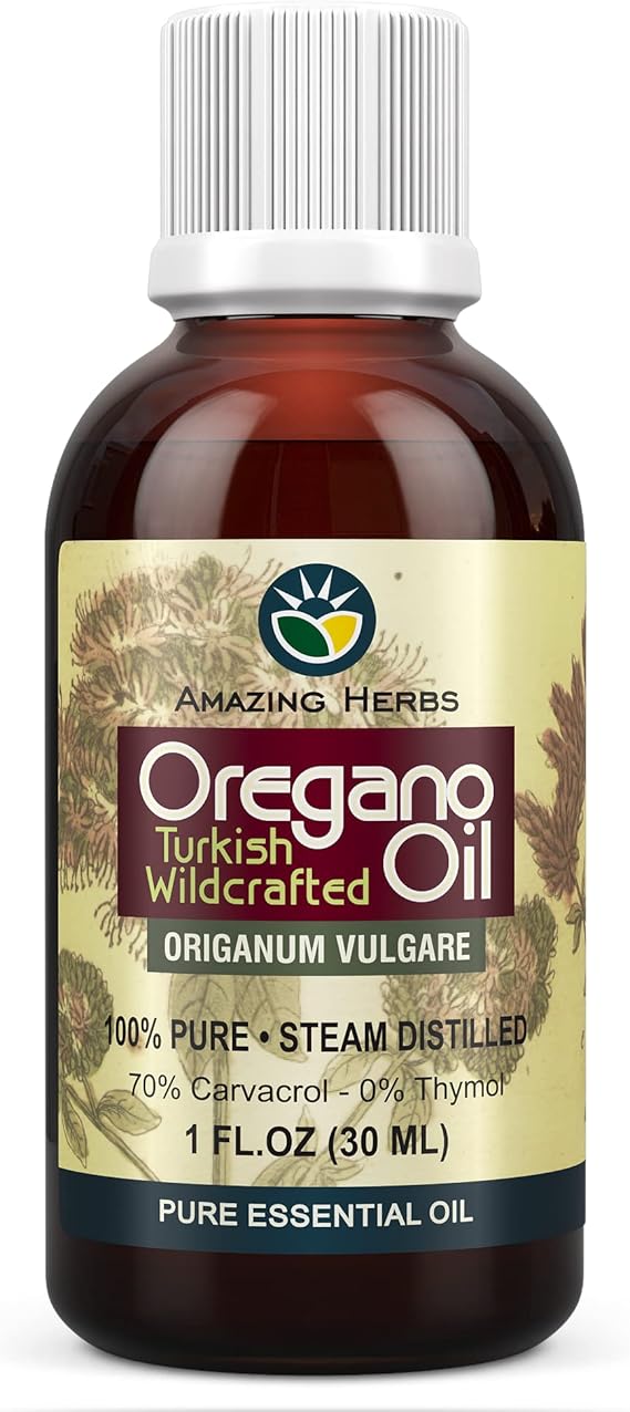 Amazing Herbs Pure Oregano Essential Oil - 100% Pure Oregeno Oil, Improves Cardiovascular Health and Promotes Gastrointestinal and Respiratory Health - 1 Fl Oz