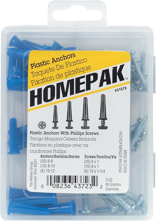 Hillman HomePak Plastic Anchor with Screws Kit- 72 Pack, 41819