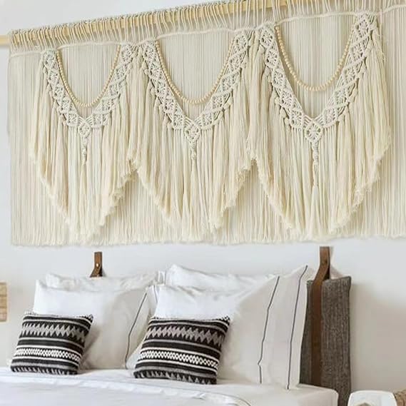 IOWER Macrame Wall Decor - 75 W x 35 L - Extra Large Macrame Wall Hanging - Handmade Boho Wall Art