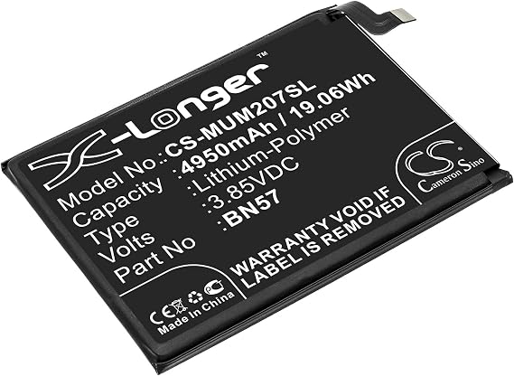 バッテリー Poco M2007J20CG、X3 NFCと互換性があり、部品番号:BN57、4950mAh