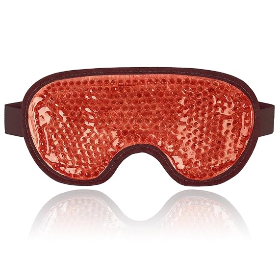 NEWGO Cooling Eye Mask for After Surgery, Reusable Gel Face Ice Pack, Brown