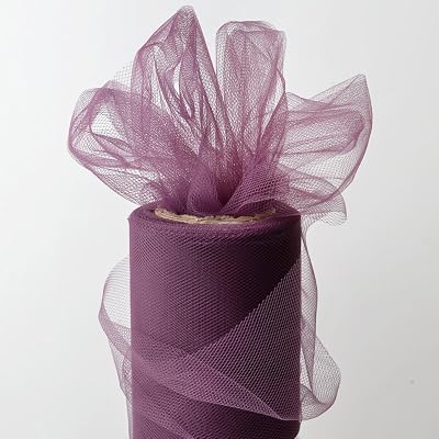 6 Inch x 25-yards Craft Tulle Roll for Wedding Decoration, 1 Roll, Aubergine, MOR-1365