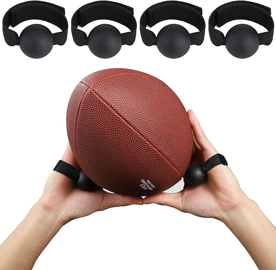 TOBWOLF 4PCS American Football Catching Trainer Band, Rugby Football Catching Receiver Trainers, Football Receiving Training, Volleyball Catching Training Hand Strap Beginner Practice Fingertip | Improve Catching Skills & Ball Control | Adjustable Hand Strap for Beginners Practice Football, Rugby & Volleyball Training